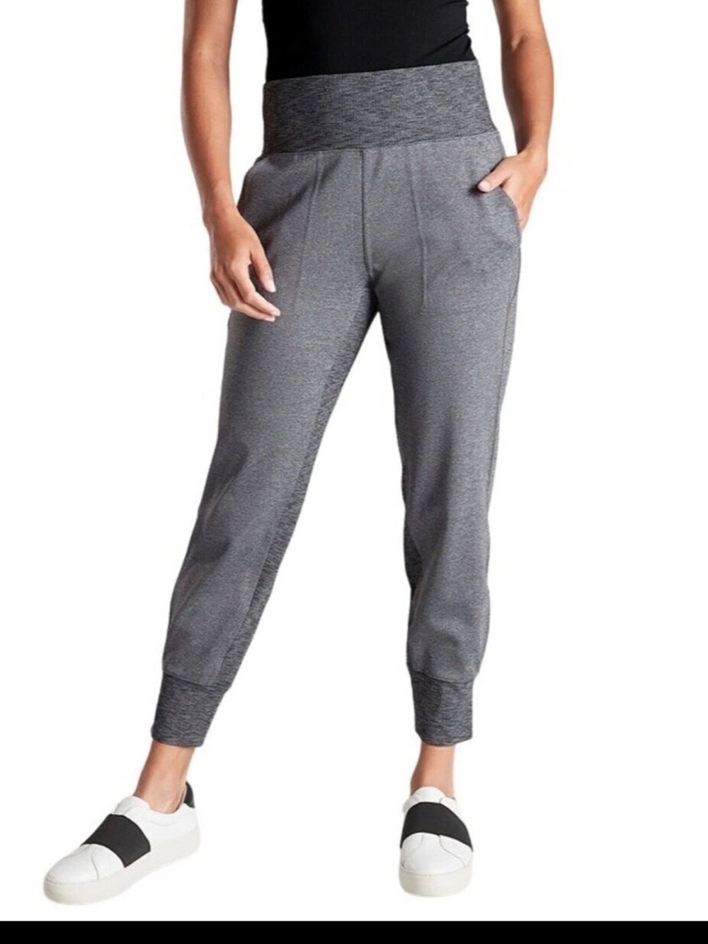 Athleta Heather Gray High-Waist Knit Jogger Pants - Women